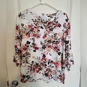 Floral Women's Top - White and Pink